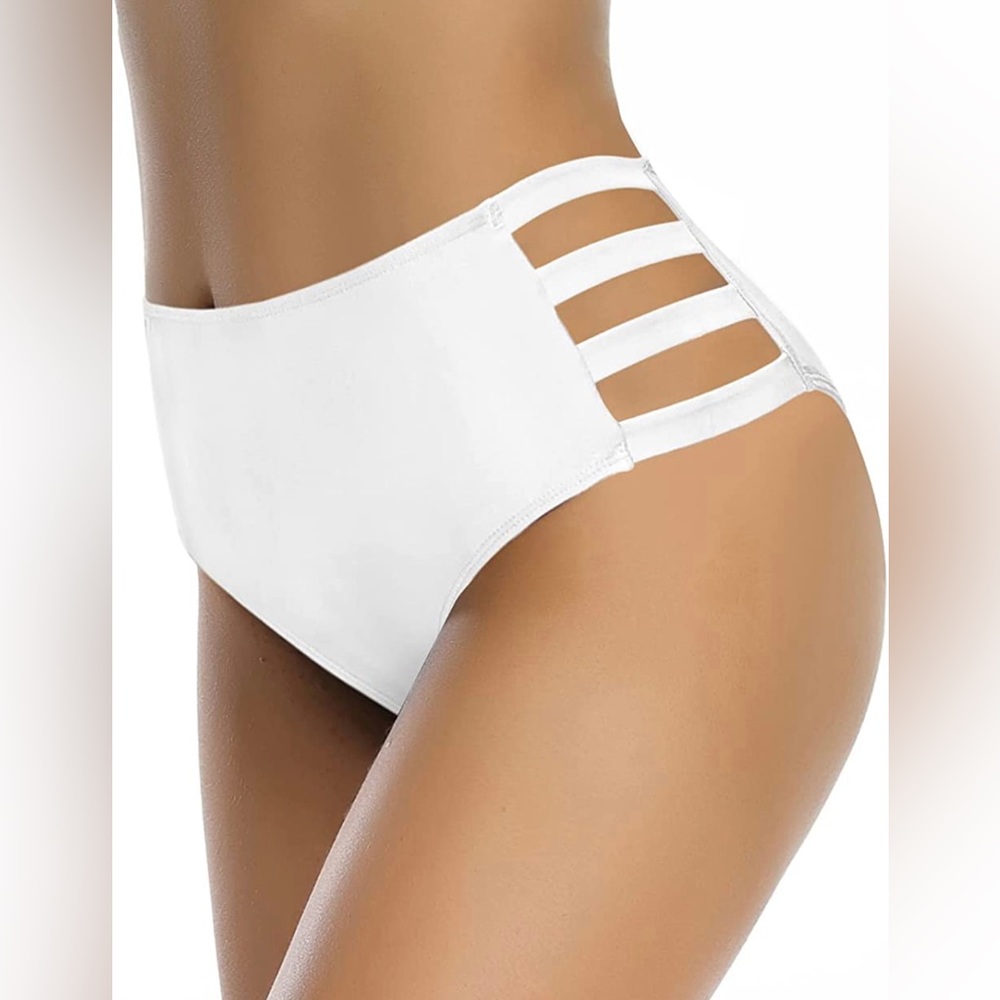 Brand new, never worn White, high waisted, bikini bottoms.